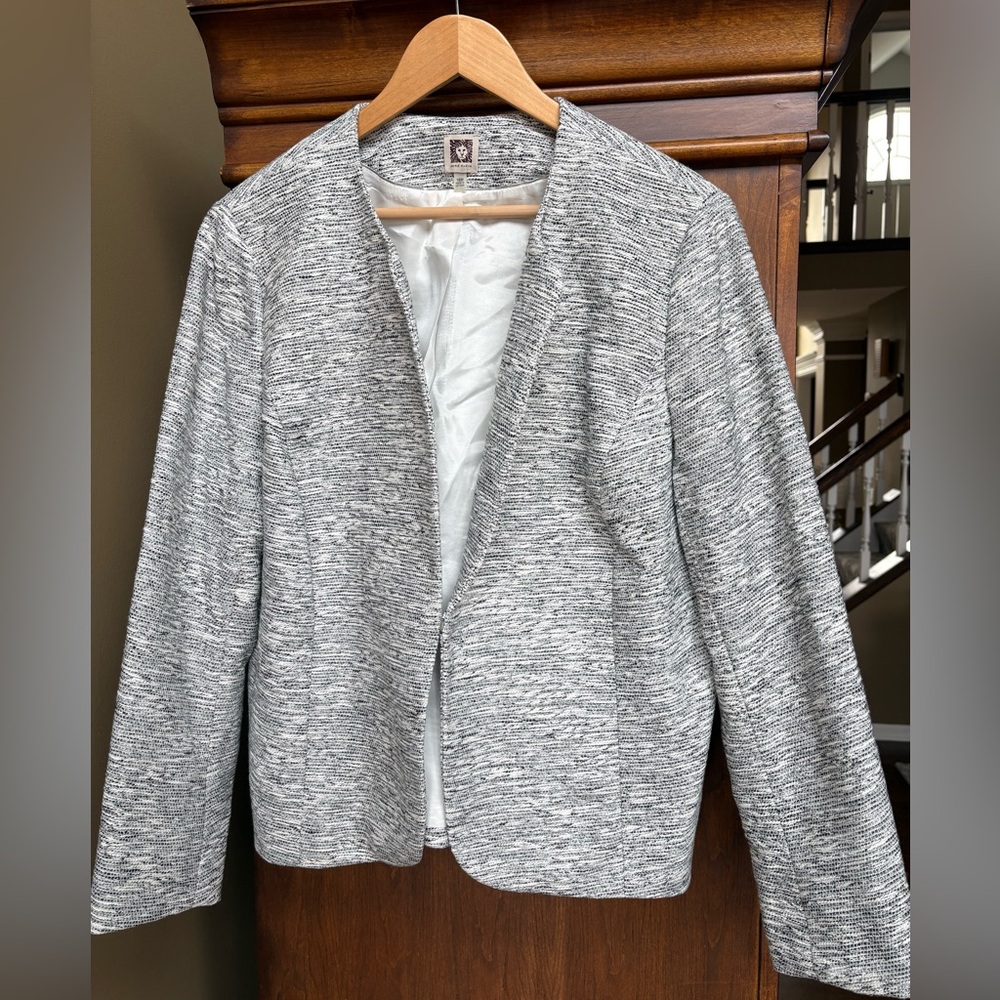Anne Klein 18W Black/Gray/White Tweedy Blazer